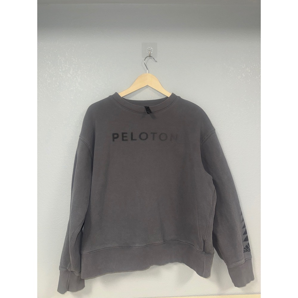 Peloton Adidas Grey Long Sleeve Sweatshirt Athleisure Workout Fitness Size L
